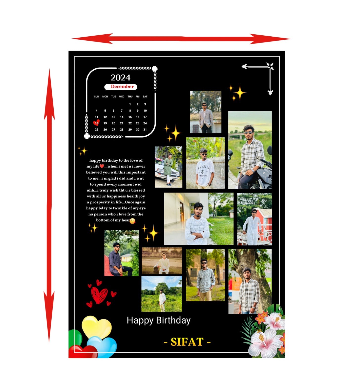 Personalized Birthday Photo Collage Frame – Custom Name & Photos