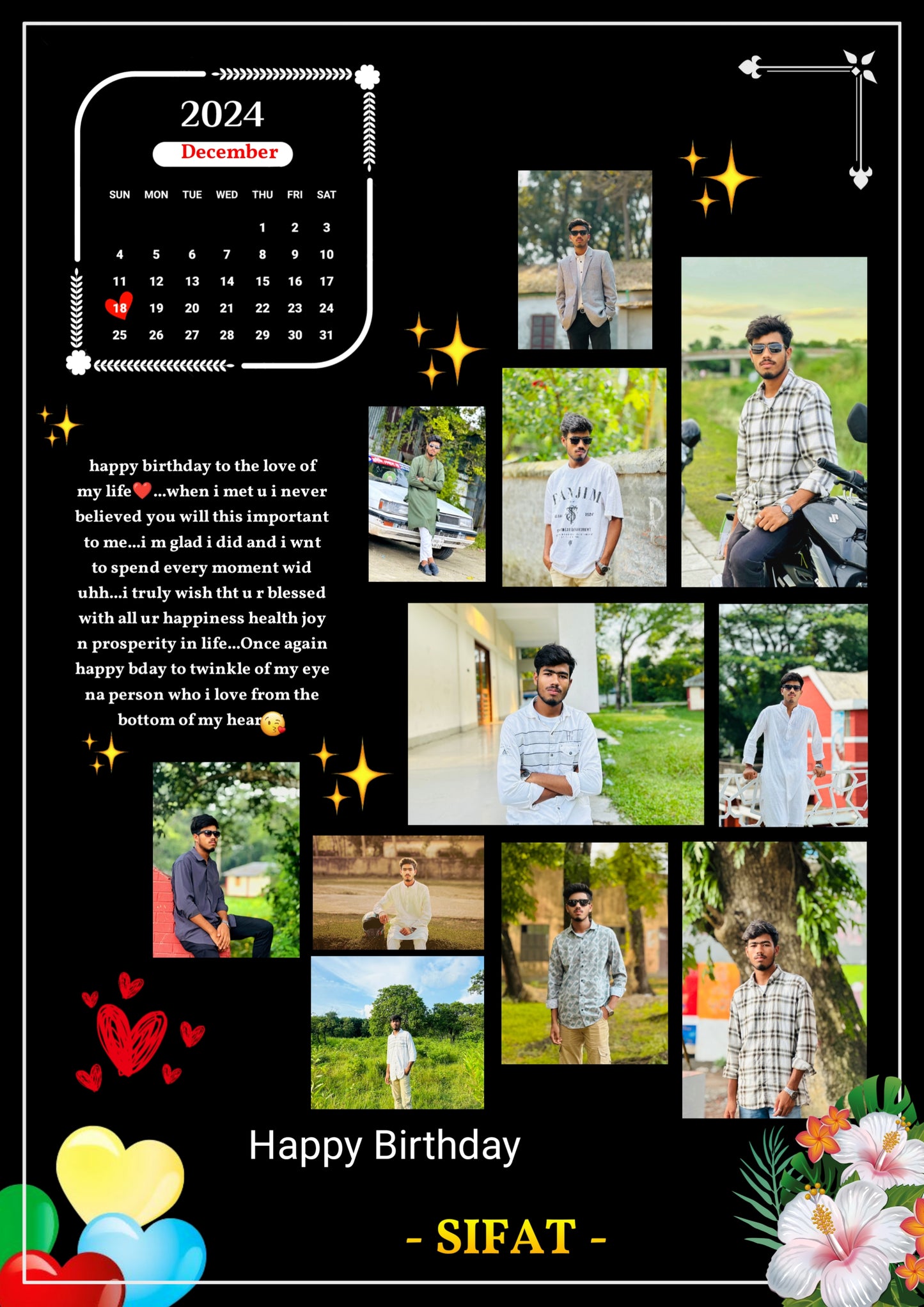 Personalized Birthday Photo Collage Frame – Custom Name & Photos