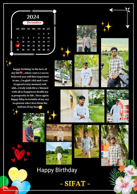 Personalized Birthday Photo Collage Frame – Custom Name & Photos