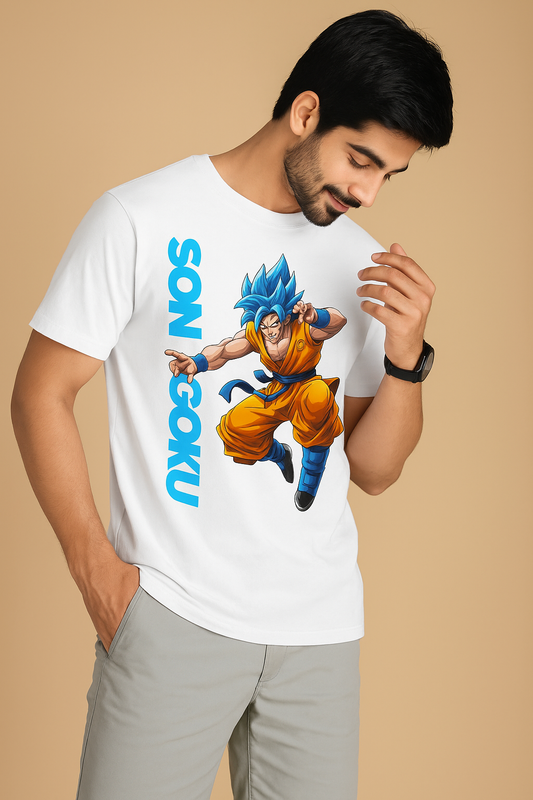 Anime T-Shirt – Son Goku Dragon Ball Printed White T-Shirt |