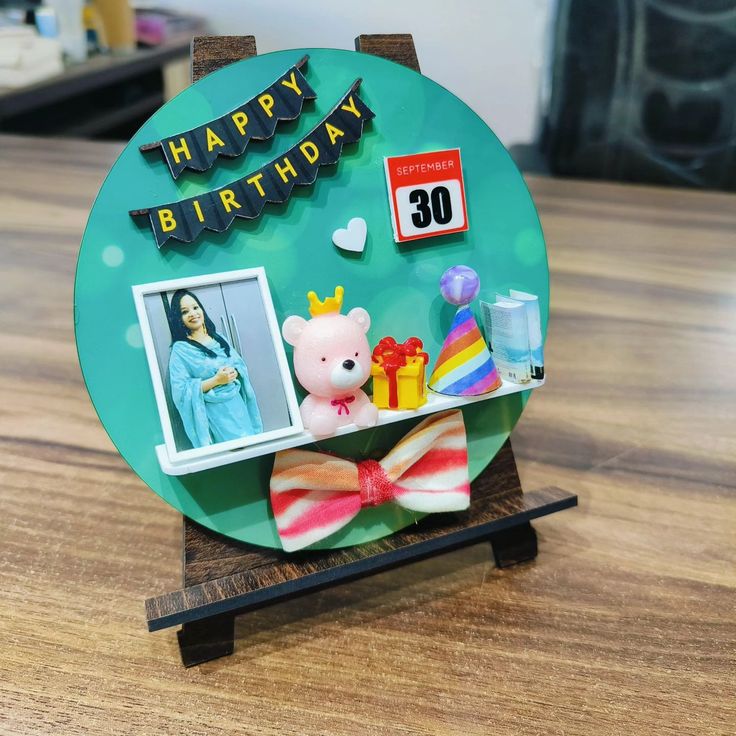 Personalized Happy Birthday Photo Frame with 3D Elements – 6-inch Desk Stand