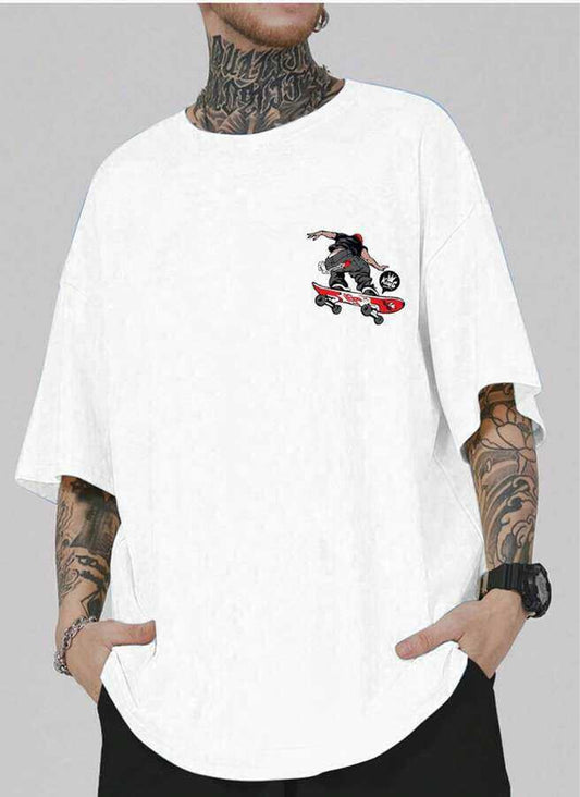 Men’s White Graphic T-Shirt – “GO SKATE Whatever” Print